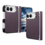 Retro Solid Color Leather-textured Dual-Hinge Magnetic Phone Case, For iPhone Duo
