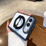 Foldable Transparent Holder Magnetic Phone Case, For iPhone Duo