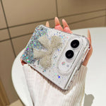 Gradient Glitter Rhinestone Bow Phone Case, For iPhone Duo