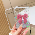 Gradient Glitter Rhinestone Bow Phone Case, For iPhone Duo