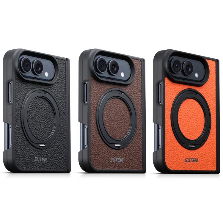 Suteni G9 Large Lychee Pattern Magnetic Holder Phone Case, For iPhone Duo