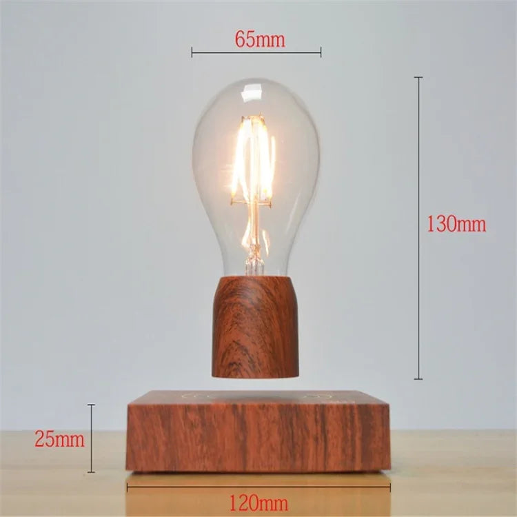 หลอดไฟลอยแม่เหล็กสไตล์วินเทจ ฐานไม้ สำหรับตกแต่งบ้าน LED