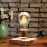 หลอดไฟลอยแม่เหล็กสไตล์วินเทจ ฐานไม้ สำหรับตกแต่งบ้าน LED