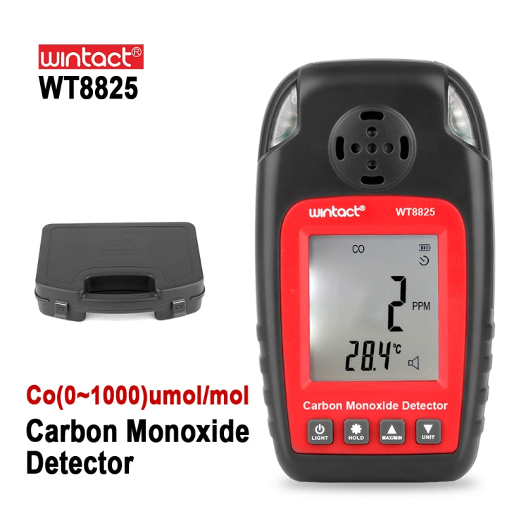 WINTACT WT8825 เครื่องตรวจจับก๊าซคาร์บอนมอนอกไซด์ เซ็นเซอร์ก๊าซ CO อิสระ เตือนภัยพิษความไวสูง, WT8825