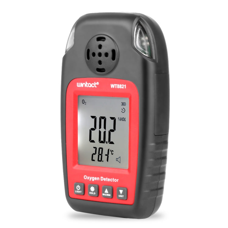 เครื่องตรวจจับออกซิเจน WINTACT WT8821 เซ็นเซอร์ก๊าซออกซิเจนอิสระ แจ้งเตือนความไวสูงสำหรับการเป็นพิษ, WT8821