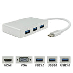 อะแดปเตอร์ USB C เป็น HDMI VGA USB Hub 5 in 1 USB 3.1 สำหรับแล็ปท็อป MacBook, ChromeBook Pixel, Huawei MateBook, HDMI+VGA+3xUSB3.0 เป็น Type-C