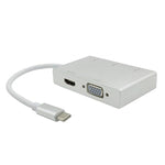 อะแดปเตอร์ USB C เป็น HDMI VGA USB Hub 5 in 1 USB 3.1 สำหรับแล็ปท็อป MacBook, ChromeBook Pixel, Huawei MateBook, HDMI+VGA+3xUSB3.0 เป็น Type-C