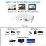 อะแดปเตอร์ USB C เป็น HDMI VGA USB Hub 5 in 1 USB 3.1 สำหรับแล็ปท็อป MacBook, ChromeBook Pixel, Huawei MateBook, HDMI+VGA+3xUSB3.0 เป็น Type-C