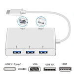 อะแดปเตอร์ USB C เป็น HDMI VGA USB Hub 5 in 1 USB 3.1 สำหรับแล็ปท็อป MacBook, ChromeBook Pixel, Huawei MateBook, HDMI+VGA+3xUSB3.0 เป็น Type-C