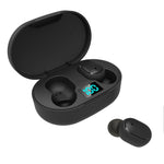 หูฟังไร้สาย E6S TWS Bluetooth V5.3 พร้อมจอ LED, กันน้ำ, หูฟังบลูทูธ, E6S (สีดำ)