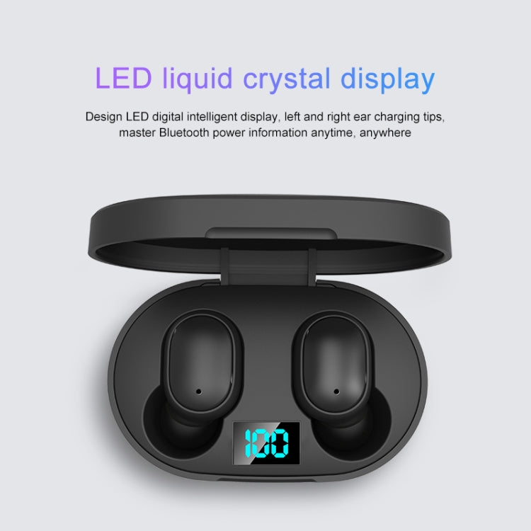 หูฟังไร้สาย E6S TWS Bluetooth V5.3 พร้อมจอ LED, กันน้ำ, หูฟังบลูทูธ, E6S (สีดำ)