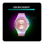 นาฬิกาผู้หญิง SkMEI 1553 กันน้ำโปร่งใสพร้อมไฟ LED สี ประดับด้วยเพชรน้ำ