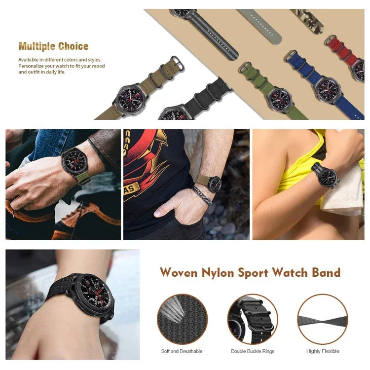 สำหรับ Samsung Galaxy Watch Active สายไนลอนสามห่วงขนาด 20mm S3, สำหรับ Samsung Galaxy Watch Active 2 ขนาด 20mm / Gear S3