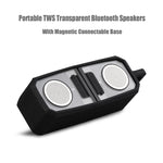 ลำโพงบลูทูธโปร่งใส TWS พกพา BT628 10W พร้อมฐานแม่เหล็กเชื่อมต่อ ลำโพงสเตอริโอเบสซับวูฟเฟอร์กลางแจ้ง