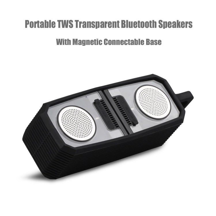ลำโพงบลูทูธโปร่งใส TWS พกพา BT628 10W พร้อมฐานแม่เหล็กเชื่อมต่อ ลำโพงสเตอริโอเบสซับวูฟเฟอร์กลางแจ้ง