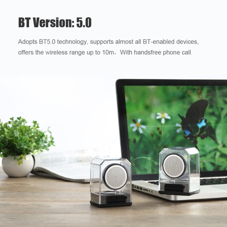 ลำโพงบลูทูธโปร่งใส TWS พกพา BT628 10W พร้อมฐานแม่เหล็กเชื่อมต่อ ลำโพงสเตอริโอเบสซับวูฟเฟอร์กลางแจ้ง