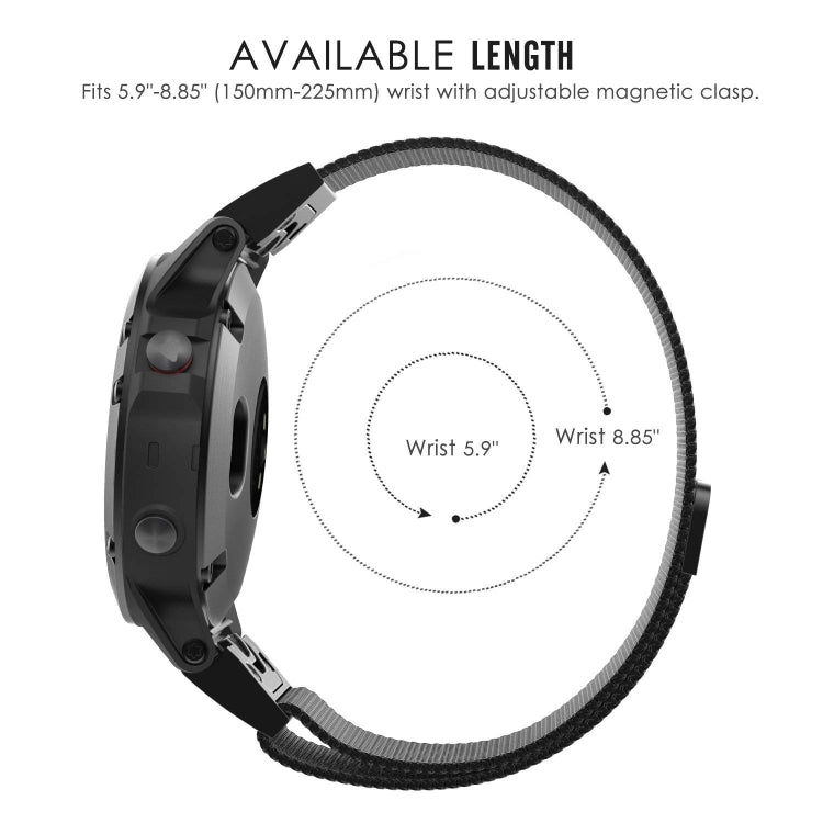 For Garmin Fenix 5 Milan Metal Stainless Steel Metal Watchband, 20MM, 22MM, 26MM