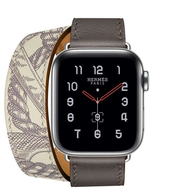สำหรับ Apple Watch รุ่น 3 / 2 / 1 ขนาด 38 มม. สายรัดนาฬิกาหน้าจอผ้าไหมแบบพิมพ์สองวงอเนกประสงค์