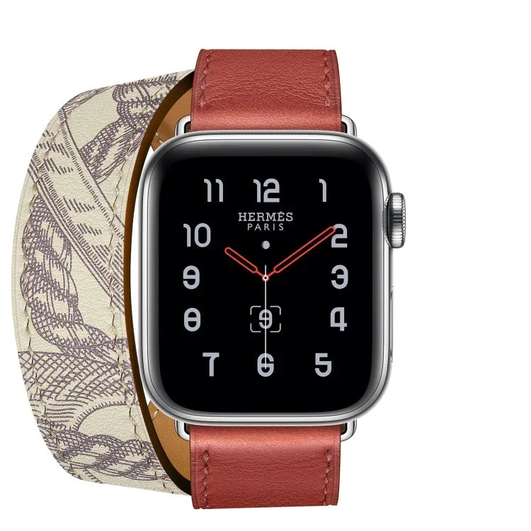 สำหรับ Apple Watch รุ่น 3 / 2 / 1 ขนาด 38 มม. สายรัดนาฬิกาหน้าจอผ้าไหมแบบพิมพ์สองวงอเนกประสงค์