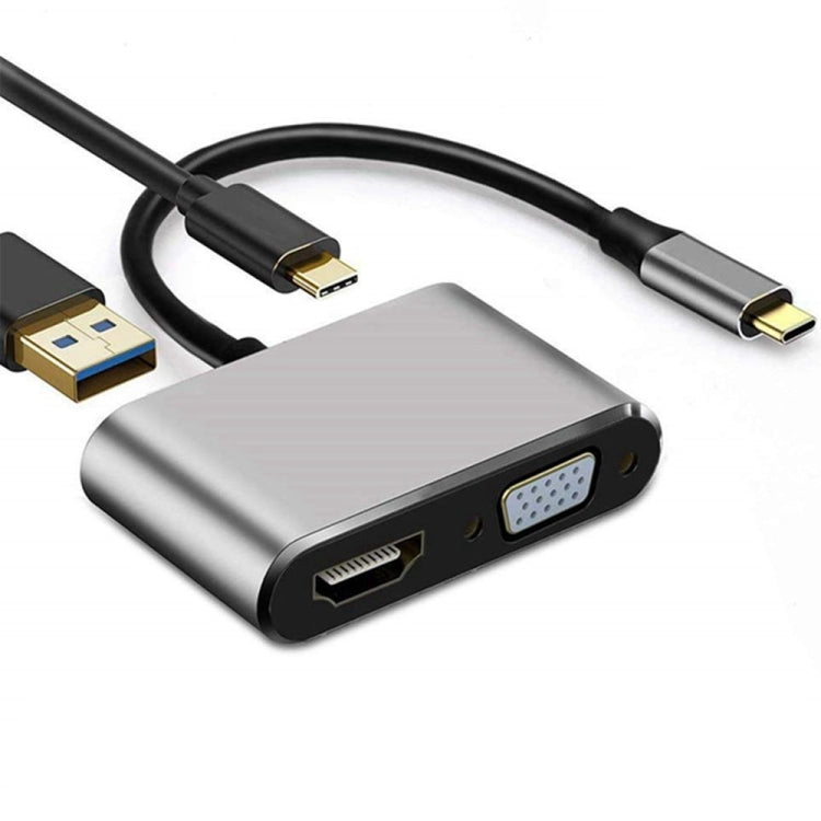 อะแดปเตอร์ USB C เป็น HDMI VGA 4K 4-in-1 Type C HUB พร้อมพอร์ตชาร์จ USB-C PD รองรับ Nintendo Switch/Samsung/MacBook