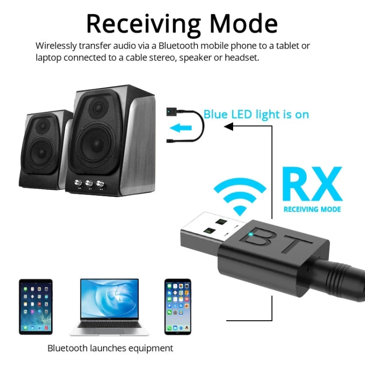 BT005 ตัวรับสัญญาณบลูทูธ USB 5.0 สำหรับลำโพง, แอมพลิฟายเออร์, AUX Audio, อะแดปเตอร์สเตอริโอบลูทูธไร้สายในรถยนต์