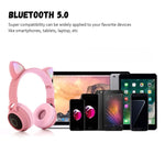 หูฟังบลูทูธหูแมวน่ารัก 5.0 พับได้ แบบครอบหู สเตอริโอ พร้อมไมโครโฟน / ไฟ LED / วิทยุ FM / การ์ด TF, SYA00833501F, SYA00833501A, SYA00833501B, SYA00833501C, SYA00833501D, SYA00833501E