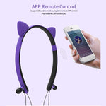 ZW29 หูฟังบลูทูธสเตอริโอหูแมว HIFI แฟชั่นพกพาสำหรับกีฬา พร้อมไมโครโฟนและไฟ LED ส่องสว่าง