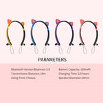 ZW29 หูฟังบลูทูธสเตอริโอหูแมว HIFI แฟชั่นพกพาสำหรับกีฬา พร้อมไมโครโฟนและไฟ LED ส่องสว่าง