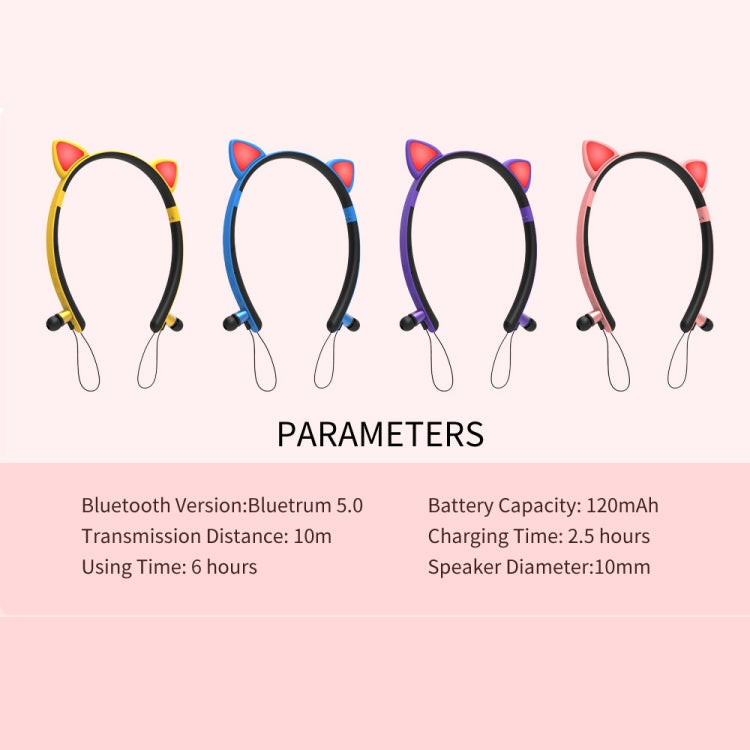 ZW29 หูฟังบลูทูธสเตอริโอหูแมว HIFI แฟชั่นพกพาสำหรับกีฬา พร้อมไมโครโฟนและไฟ LED ส่องสว่าง