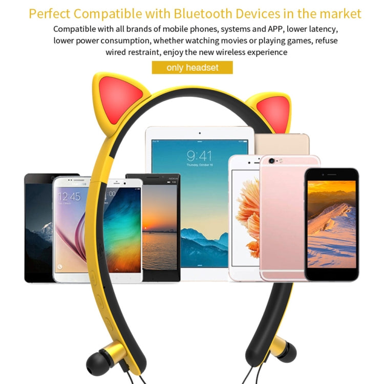 ZW29 หูฟังบลูทูธสเตอริโอหูแมว HIFI แฟชั่นพกพาสำหรับกีฬา พร้อมไมโครโฟนและไฟ LED ส่องสว่าง