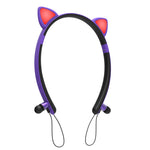ZW29 หูฟังบลูทูธสเตอริโอหูแมว HIFI แฟชั่นพกพาสำหรับกีฬา พร้อมไมโครโฟนและไฟ LED ส่องสว่าง