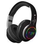 VJ033 หูฟังบลูทูธ 5.0 อัพเกรดมัลติฟังก์ชัน สเตอริโอ ไฟ LED ไมโครโฟน วิทยุ FM