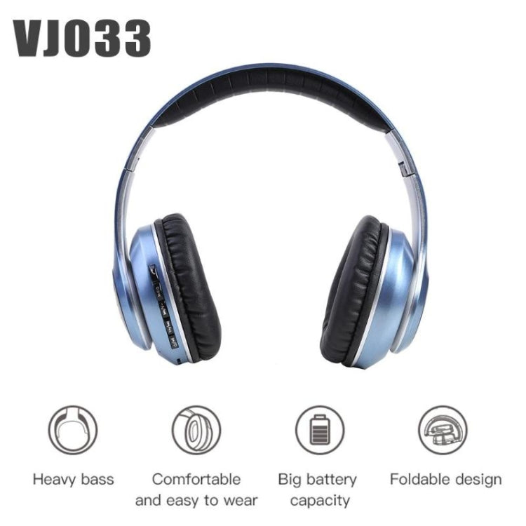 VJ033 หูฟังบลูทูธ 5.0 อัพเกรดมัลติฟังก์ชัน สเตอริโอ ไฟ LED ไมโครโฟน วิทยุ FM