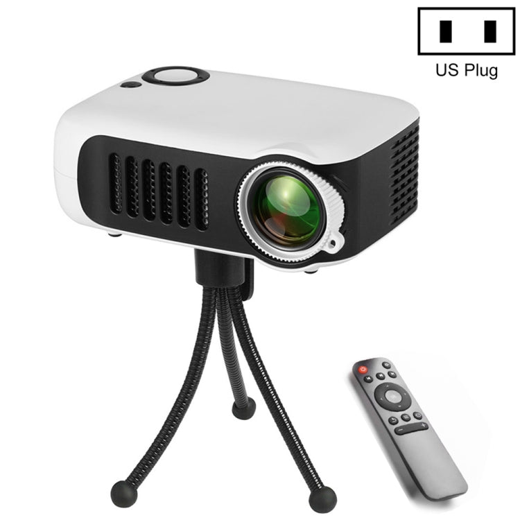 โปรเจคเตอร์พกพา Mini A2000 800 ลูเมน รองรับ 1080P LCD อายุหลอดไฟ 50000 ชั่วโมง สำหรับโรงภาพยนตร์ที่บ้าน ใช้กับ Power Bank, ปลั๊ก US