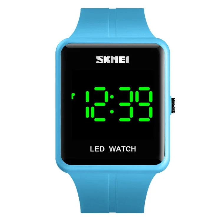 นาฬิกา LED แฟชั่น SKMEI 1541 รุ่นคู่ หน้าปัดสี่เหลี่ยม กันน้ำ สายซิลิโคน นาฬิกาอิเล็กทรอนิกส์