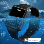 นาฬิกา LED แฟชั่น SKMEI 1541 รุ่นคู่ หน้าปัดสี่เหลี่ยม กันน้ำ สายซิลิโคน นาฬิกาอิเล็กทรอนิกส์