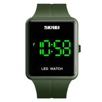 นาฬิกา LED แฟชั่น SKMEI 1541 รุ่นคู่ หน้าปัดสี่เหลี่ยม กันน้ำ สายซิลิโคน นาฬิกาอิเล็กทรอนิกส์