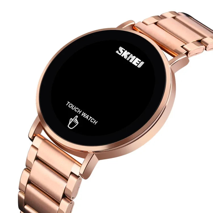 นาฬิกาผู้ชาย SKMEI 1550 หน้าจอสัมผัส LED เรียบง่ายและมีสไตล์ กันน้ำ สแตนเลสสตีล พร้อมนาฬิกาอิเล็กทรอนิกส์