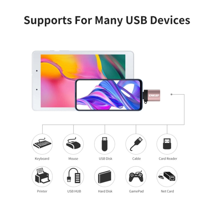 อะแดปเตอร์แปลงข้อมูล ENKAY ENK-AT101 อะลูมิเนียมอัลลอย USB-C / Type-C เป็น USB 3.0 OTG, ENK-AT101
