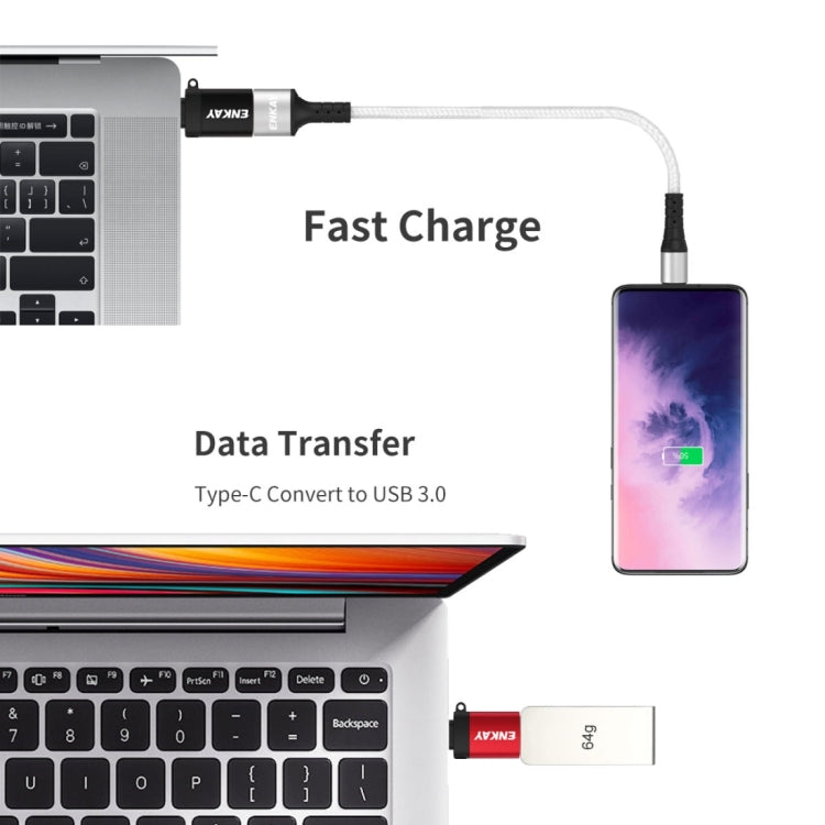 อะแดปเตอร์แปลงข้อมูล ENKAY ENK-AT101 อะลูมิเนียมอัลลอย USB-C / Type-C เป็น USB 3.0 OTG, ENK-AT101