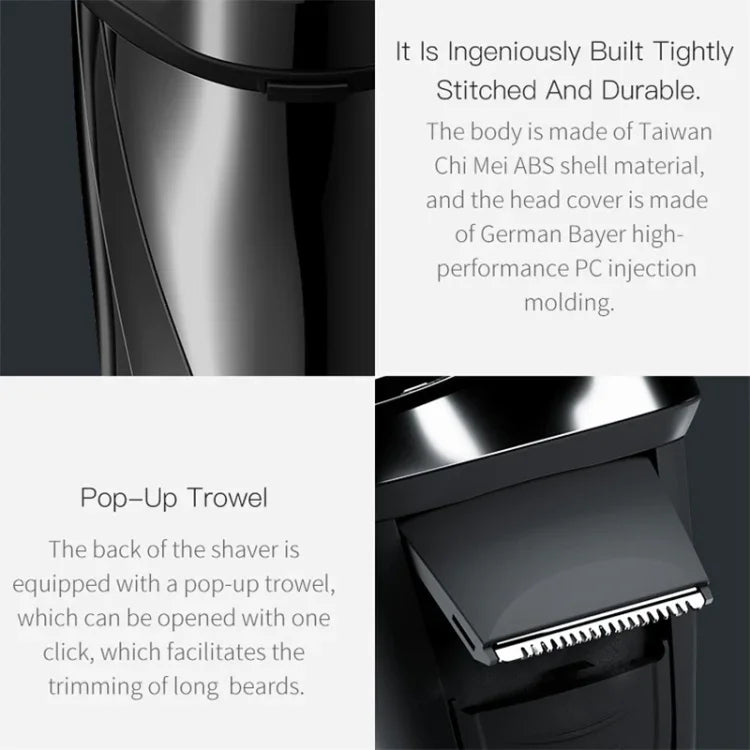 เครื่องโกนหนวดไฟฟ้าสำหรับดูแลผิวหน้าผู้ชาย Xiaomi Youpin Yingqu Blackstone3 แบบพกพา พร้อมหัวมีด 3 หัว