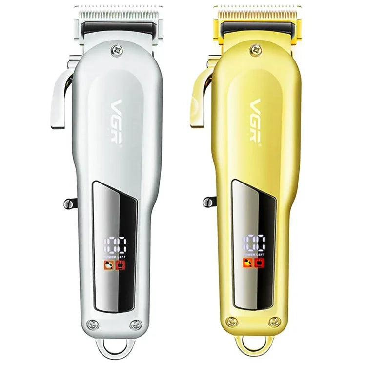 VGR V-278 เครื่องตัดผมไฟฟ้าโลหะ 10W USB พร้อมจอแสดงผลดิจิทัล LED, V-278 (ทอง), V-278 (เงิน)