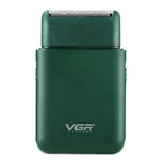 VGR V-390 เครื่องโกนหนวดไฟฟ้าพกพาแบบเลื่อนกลับ 5W USB, V-390 (ดำ), V-390 (เขียว)