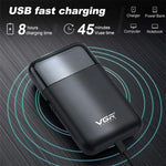 VGR V-390 เครื่องโกนหนวดไฟฟ้าพกพาแบบเลื่อนกลับ 5W USB, V-390 (ดำ), V-390 (เขียว)