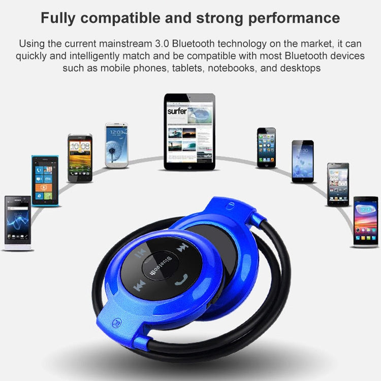 เครื่องเล่น MP3 NVAHVA พร้อมหูฟังบลูทูธ หูฟังกีฬาไร้สาย MP3 พร้อมวิทยุ FM หูฟังสเตอริโอ รองรับการ์ด TF สูงสุด 32GB, mini-503 สีน้ำเงิน, mini-503 สีทอง, mini-503 สีดำ, mini-503 สีแดง