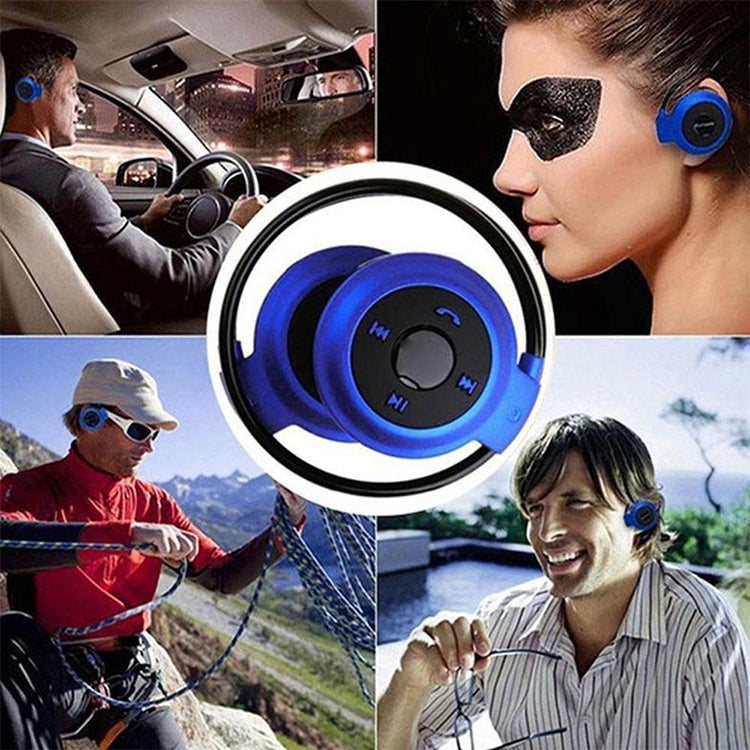 เครื่องเล่น MP3 NVAHVA พร้อมหูฟังบลูทูธ หูฟังกีฬาไร้สาย MP3 พร้อมวิทยุ FM หูฟังสเตอริโอ รองรับการ์ด TF สูงสุด 32GB, mini-503 สีน้ำเงิน, mini-503 สีทอง, mini-503 สีดำ, mini-503 สีแดง