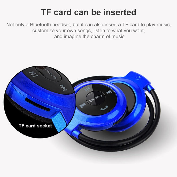 เครื่องเล่น MP3 NVAHVA พร้อมหูฟังบลูทูธ หูฟังกีฬาไร้สาย MP3 พร้อมวิทยุ FM หูฟังสเตอริโอ รองรับการ์ด TF สูงสุด 32GB, mini-503 สีน้ำเงิน, mini-503 สีทอง, mini-503 สีดำ, mini-503 สีแดง