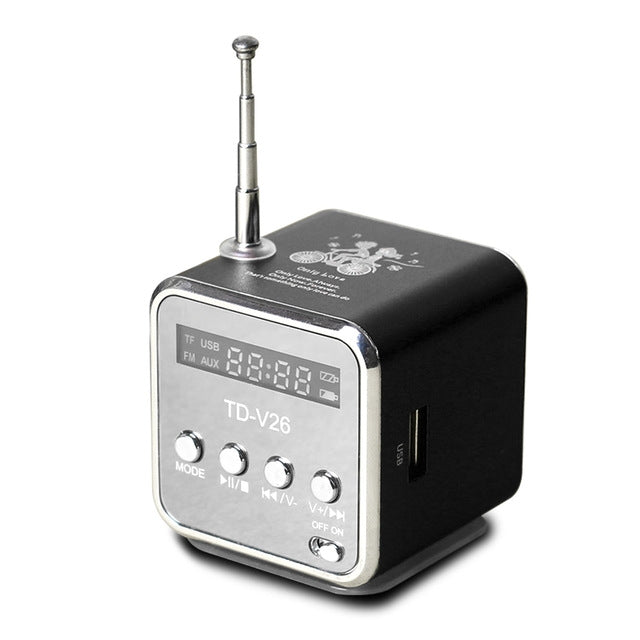 ลำโพงพกพาพร้อมวิทยุ FM ขนาดเล็ก มัลติฟังก์ชัน USB สำหรับโน้ตบุ๊ก ทีวี โทรศัพท์ รองรับการ์ด SD/TF และเครื่องเล่นเพลง Mp3