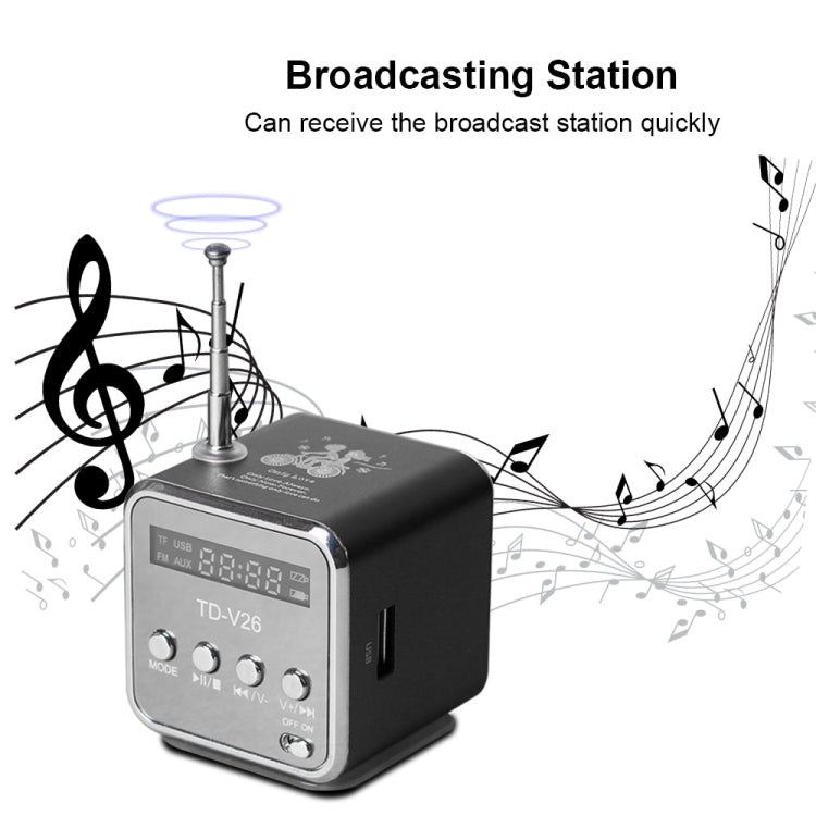 ลำโพงพกพาพร้อมวิทยุ FM ขนาดเล็ก มัลติฟังก์ชัน USB สำหรับโน้ตบุ๊ก ทีวี โทรศัพท์ รองรับการ์ด SD/TF และเครื่องเล่นเพลง Mp3