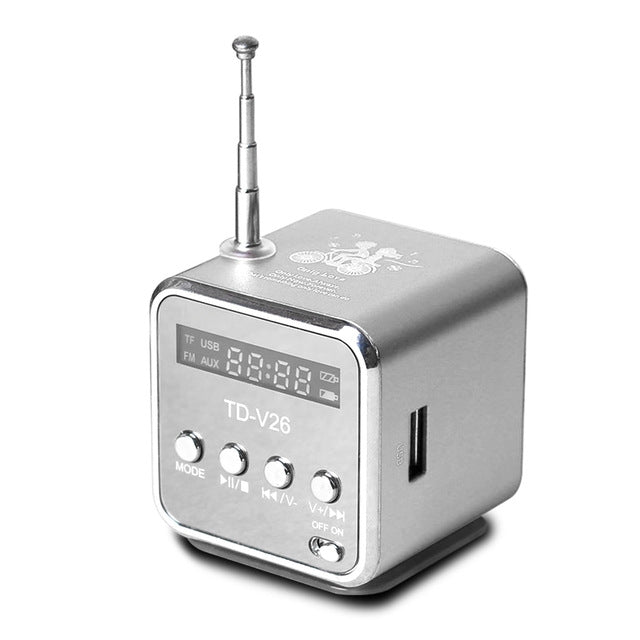 ลำโพงพกพาพร้อมวิทยุ FM ขนาดเล็ก มัลติฟังก์ชัน USB สำหรับโน้ตบุ๊ก ทีวี โทรศัพท์ รองรับการ์ด SD/TF และเครื่องเล่นเพลง Mp3